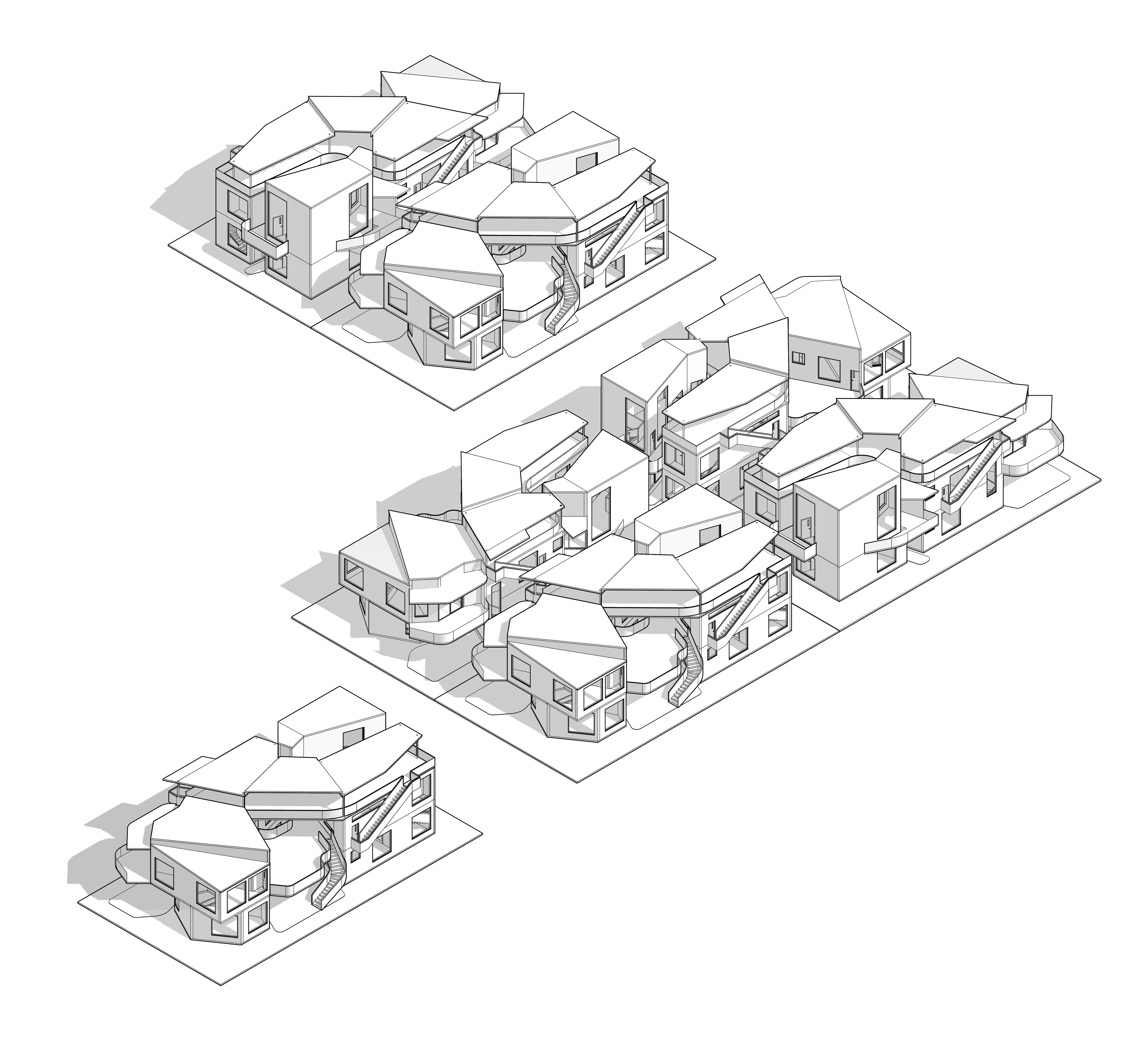 Speculative site plan of 1, 2, and 4 parcels